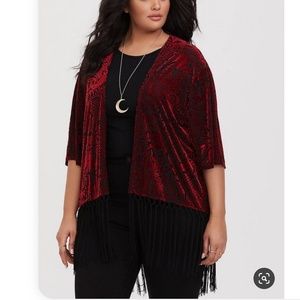 Red Velvet Black Fringe Kimono Aladdin Jafar